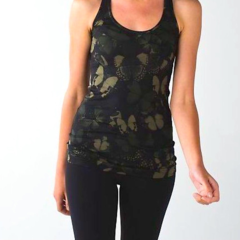 LuLuLemon Cool Racerback Butterfly Fatigue Green.
